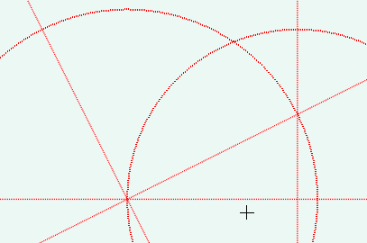 垂直の基準にする線、つまり、基準円錐を選択した後、ピッチ円と水平線の交点を選択します。