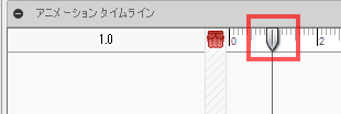 動作パネルで、吹き出しを表示する時間を指定するために、再生の先頭を望む点に移動します。