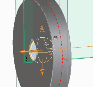 操作ハンドルのホイールと平行な円をドラッグします。