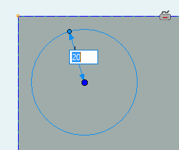 マウスを移動させ、円の大きさを変更します。数値を入力して円の大きさを指定します。