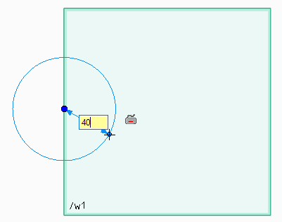 ワークプレーンの端に、中心を指定して円を描きます。