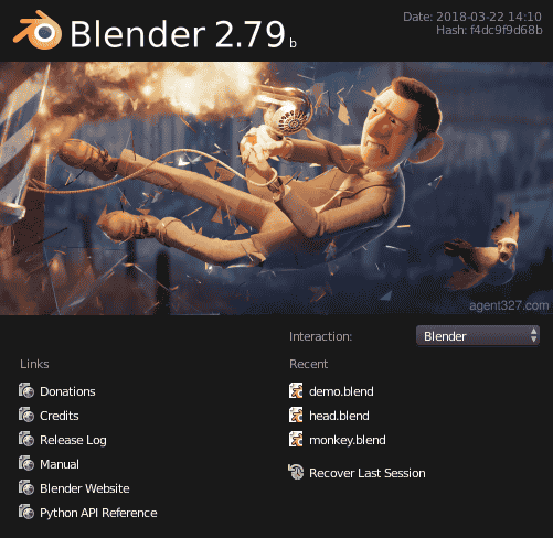 Blenderのスプラッシュ・スクリーン。
